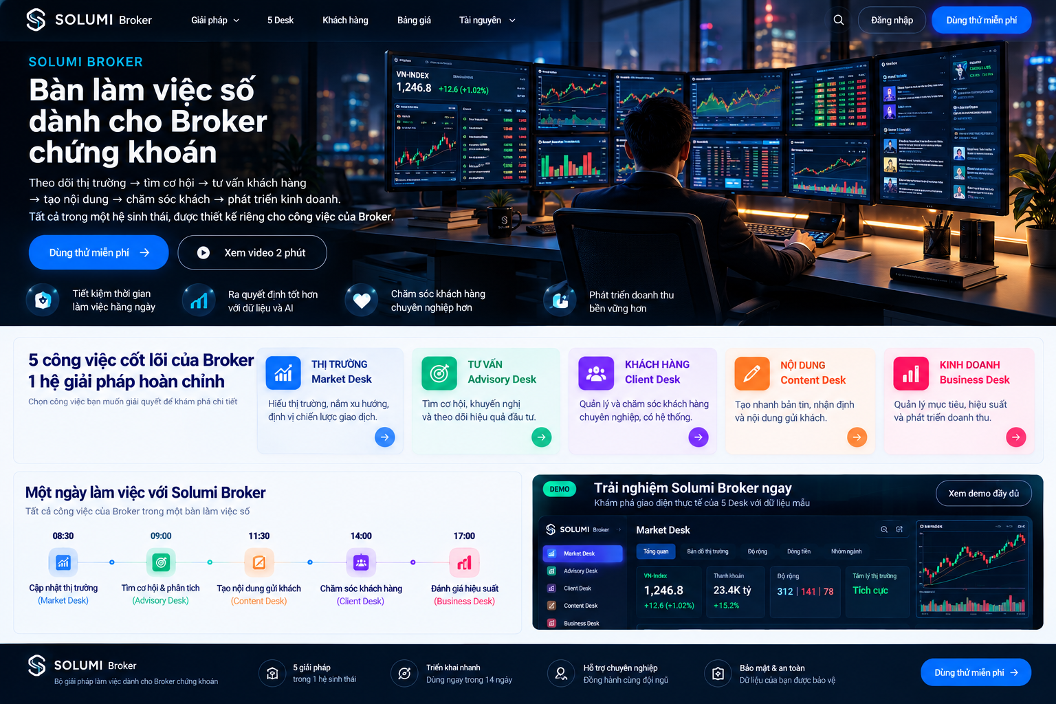 Solumi Broker — bàn làm việc số dành cho Broker chứng khoán